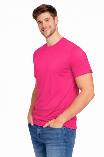 Koszulka sportowa z krótkim rękawem IMOLA różowa FLUO widok z boku.png