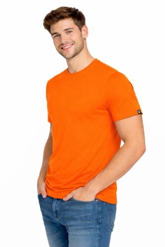 Koszulka sportowa z krótkim rękawem IMOLA pomarańczowa FLUO widok z boku.png