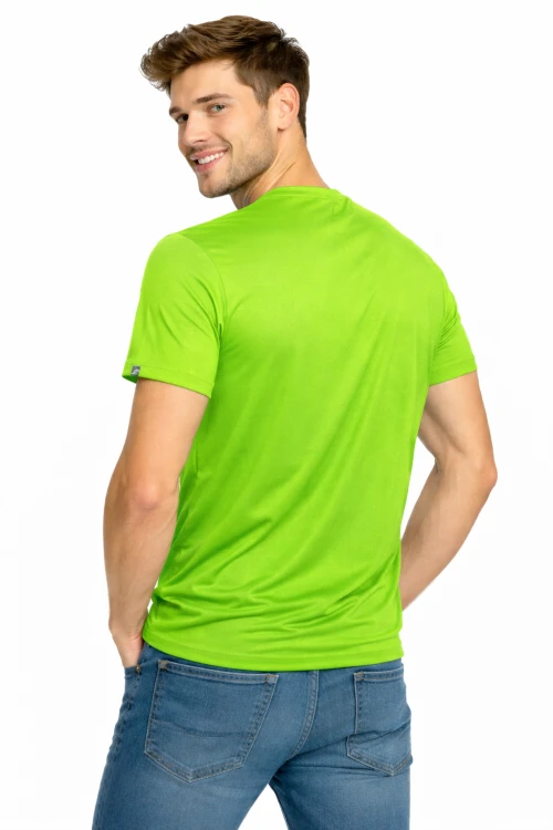 Koszulka sportowa z krótkim rękawem IMOLA zielona FLUO widok z tyłu.png