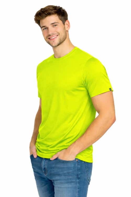 Koszulka sportowa z krókim rękawem IMOLA żółta FLUO widok z boku.png