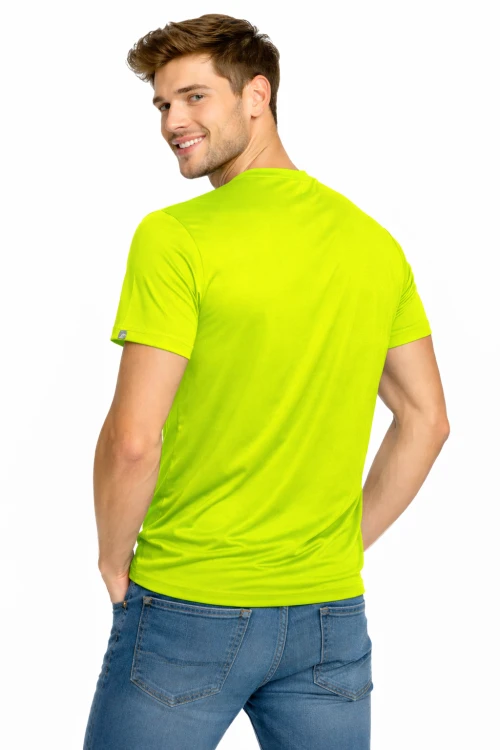 Koszulka sportowa z krókim rękawem IMOLA żółta FLUO widok z tyłu.png