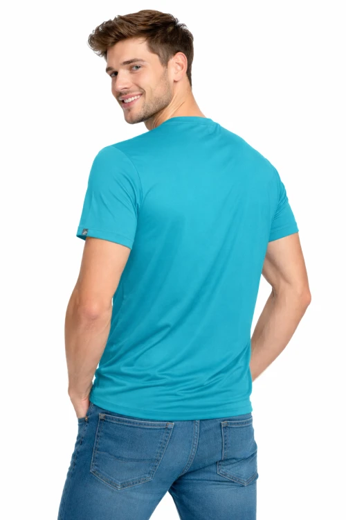 Koszulka sportowa z krótkim rękawem IMOLA turkusowa widok z tyłu.png