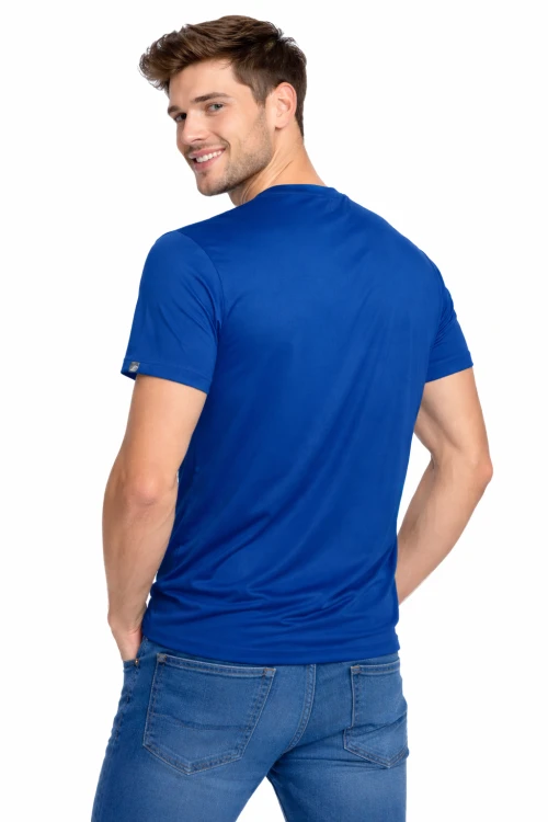 Koszulka sportowa z któtkim rękawem IMOLA chabrowa widok z tyłu.png