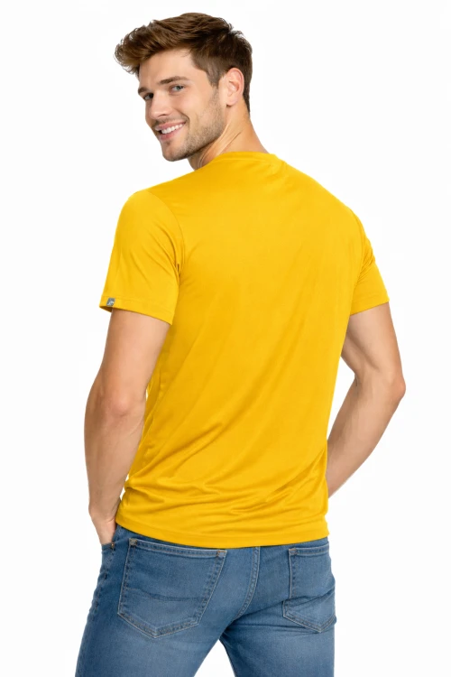 Koszulka sportowa z krórkim rękawem IMOLA żółta widok z tyłu.png