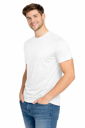 Koszulka sportowa z krótkim rękawem IMOLA biała widok z boku.png