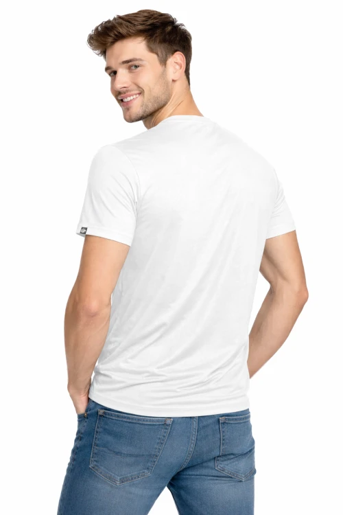 Koszulka sportowa z krótkim rękawem IMOLA biała widok z tyłu.png