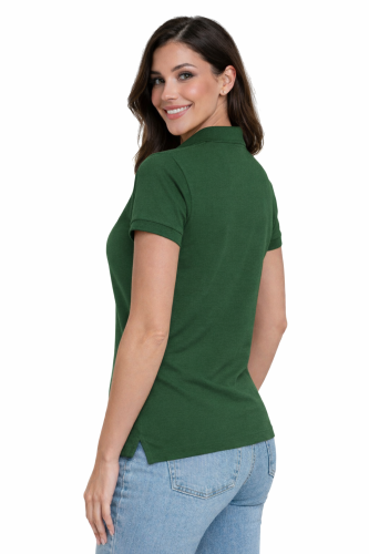 Koszulka polo damska zielona butelka krótki rekaw lewy tył.png