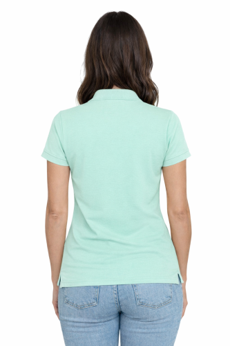 Koszulka polo damska miętowa butelka krótki rekaw tył.png