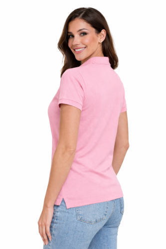Koszulka polo damska różowa krótki rekaw lewy tył.png