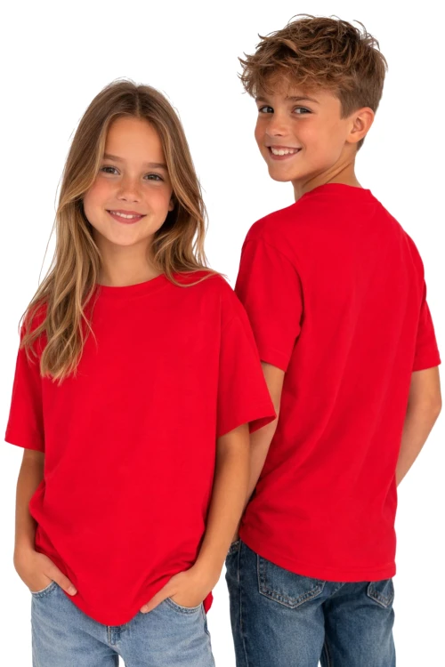 T-shirt dziecięcy dla chłopca i dziewczynki kolor czerwony.png