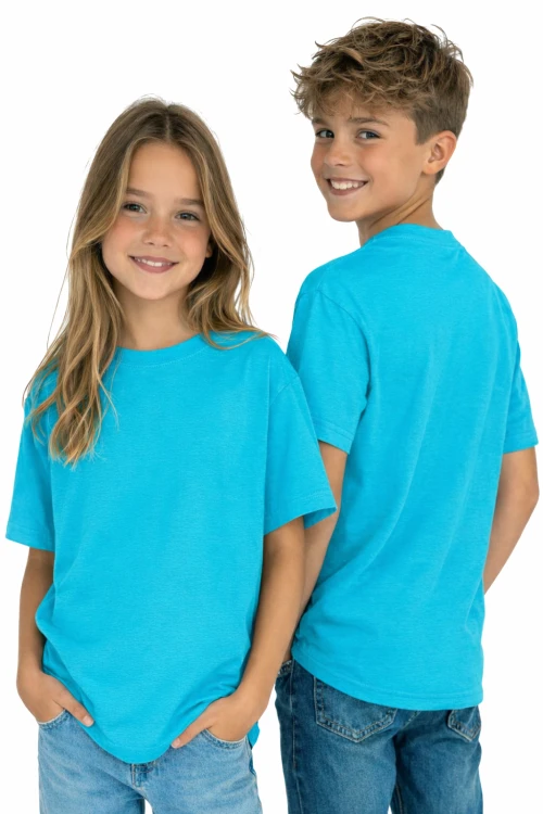 T-shirt dziecięcy dla chłopca i dziewczynki kolor turkusowy.png